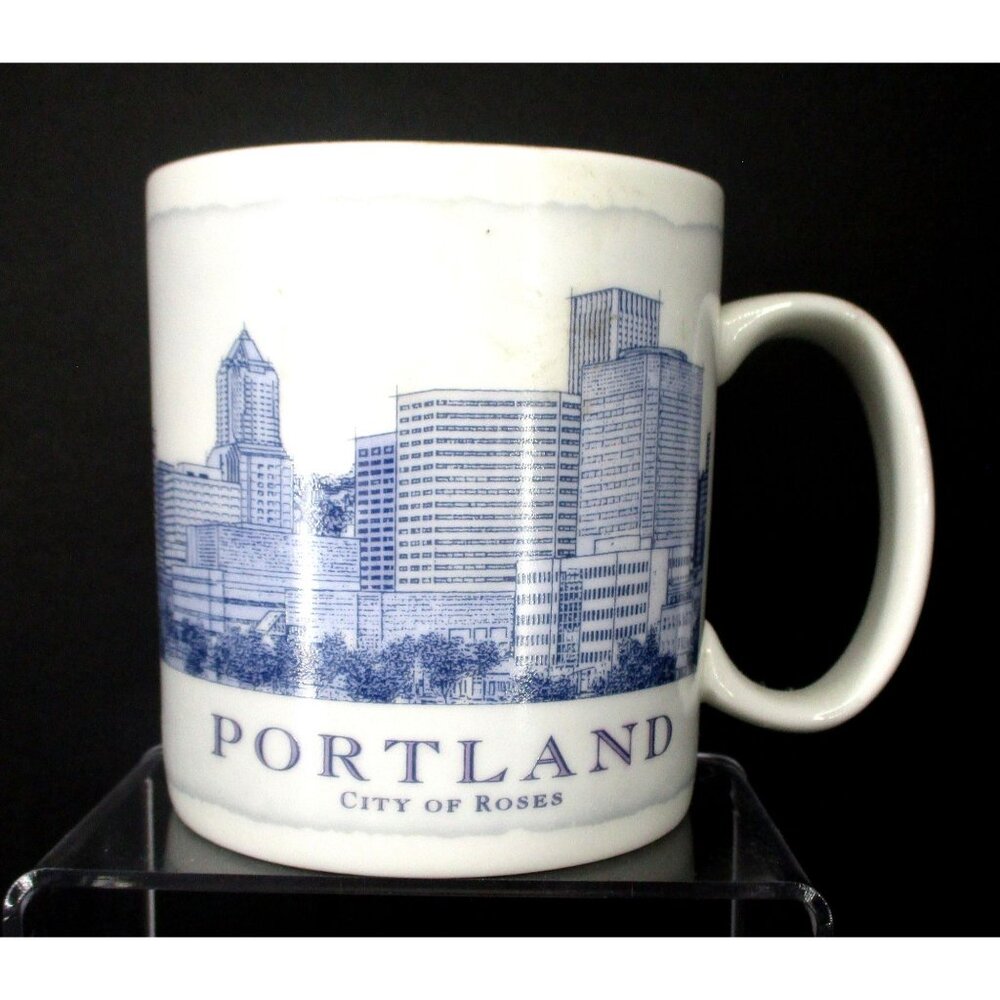 Starbucks Architect Series Portland Oregon City Of Roses18 Oz Coffee Mug-Blue/Wh